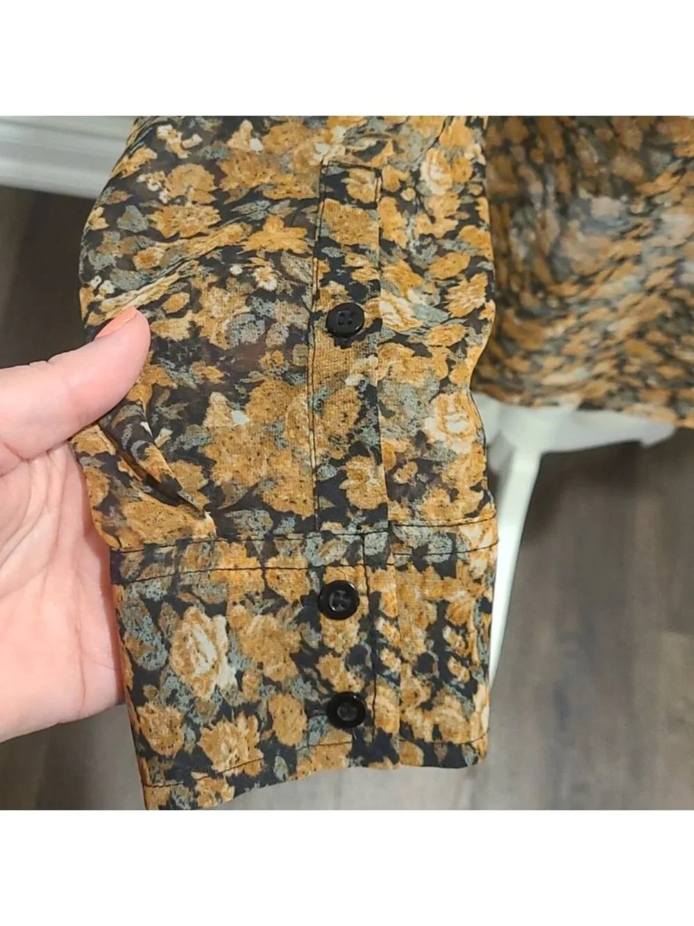 Free People hi low semi sheer floral blouse